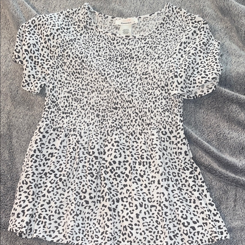 Cat & Jack Black and White Animal Print Blouse
